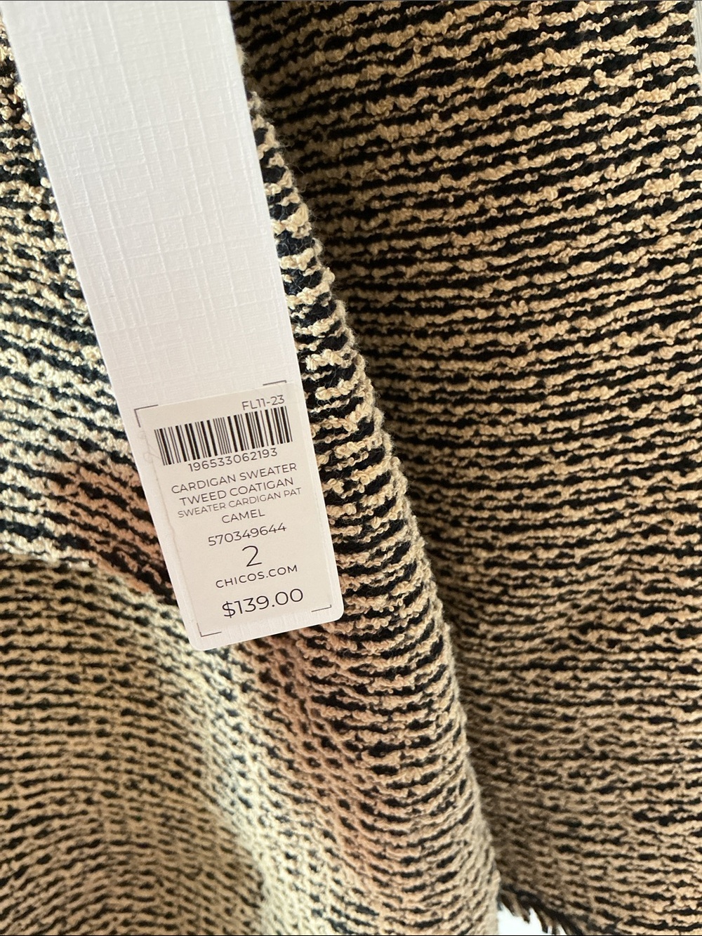 Chico's Fall Brown Textured Double-Breasted Knit Blazer. NWT - Picture 5 of 6